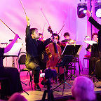 Камиль Мухаметдинов, Александр Рудин и музыканты Musica Viva. Фото Евгения Евтюхова предоставлено фестивалем VIVACELLO